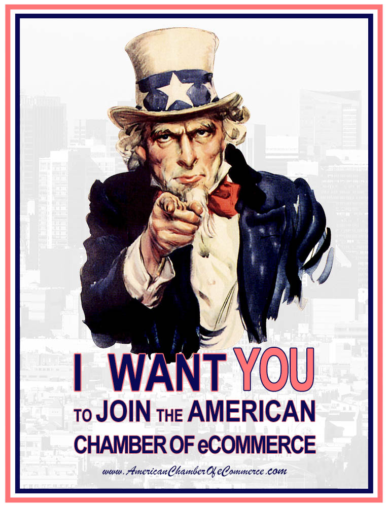 Old WWI Uncle Sam Poster: I want You to Join the American Chamber of eCommerce
